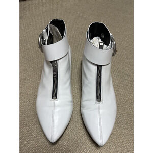 Isabel Marant White Leather Rilows Ankle Boots Buckle Pointed Toe - 40 US 9-10